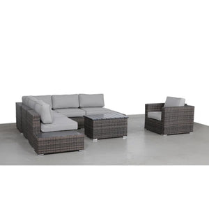 English Elm 5-Person Wicker Patio Seating Set | 9-Piece U-Shape Sectional, 5" Cushions, Weather-Resistant Comfort B120S00262