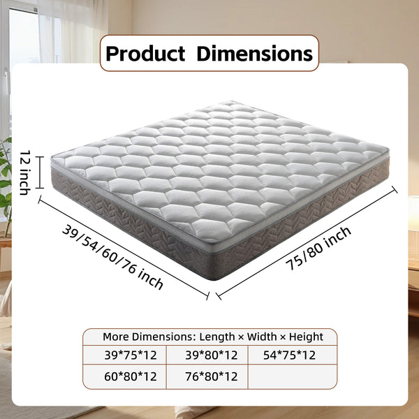 English Elm 12 Inch Hybrid Mattress Gel Memory Foam Pocket Coils Medium Firm Certipur Certified W3203P293175