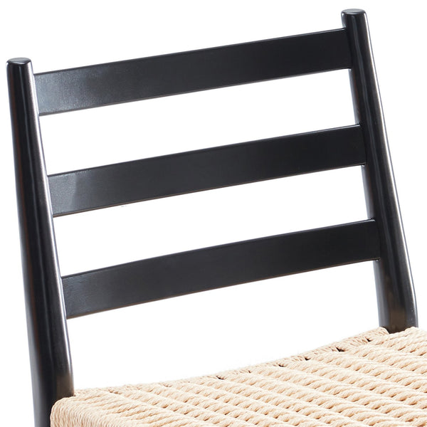 English Elm Dining Chairs with Handwoven Rope Seats and Iron Frame Mid Century Modern Set of 2 Beige,Black T3623P431448