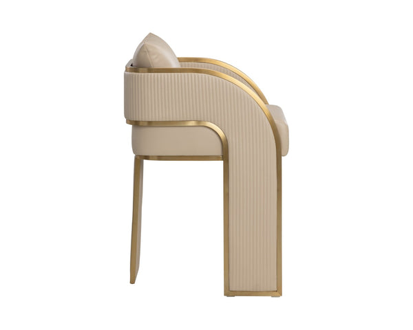 Sunpan BAZ Counter Stool - Napa Beige Faux Leather with Gold Accents for Modern Kitchen & Bar Decor 112283