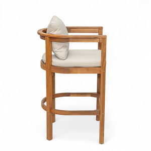 English Elm Christopher Knight Home® - Abaco Acacia Outdoor Barstool Set of 2 with Removable Gray Cushions, Rustic Curved Back Support Teak+ Beige N775P294071T