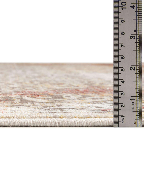 Unique Loom Deepa Emblem Machine Made Floral / Botanical Rug Gray, Ivory/Red 5' 3" x 7' 10"