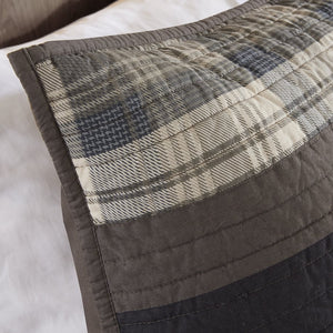 JLA Home Woolrich - 100% Cotton Woolrich Oversized Quilt Mini Set—Reversible Plaid to Solid Brown, Breathable Cozy Layering 96 L x 92 W x 0.25H WR14-1726