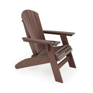 English Elm Adirondack Hdpe Poly Lumber Chair with Cup Holder for Patio Garden Poolside Brown B195P198769
