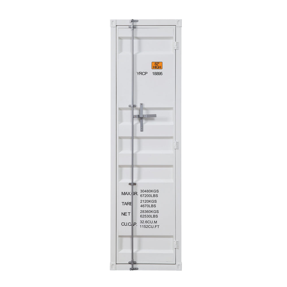 English Elm White Industrial Wardrobe with Full-Length Container Lock, Metal Shelf & Rod, Secure Modern Storage B062P185726