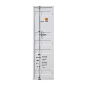 English Elm White Industrial Wardrobe with Full-Length Container Lock, Metal Shelf & Rod, Secure Modern Storage B062P185726