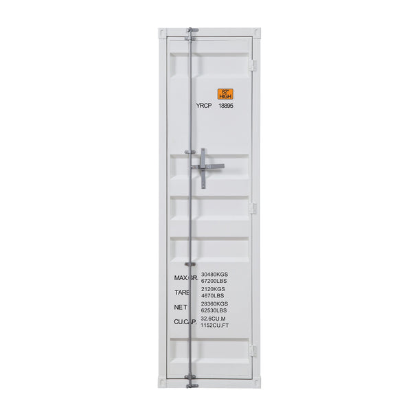 English Elm White Industrial Wardrobe with Full-Length Container Lock, Metal Shelf & Rod, Secure Modern Storage B062P185726