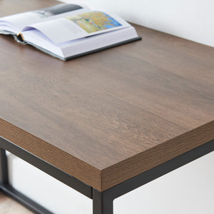 English Elm Home Office Writing Desk with Steel Frame and Scratch Resistant Two Tone Surface Walnut W3151P400582