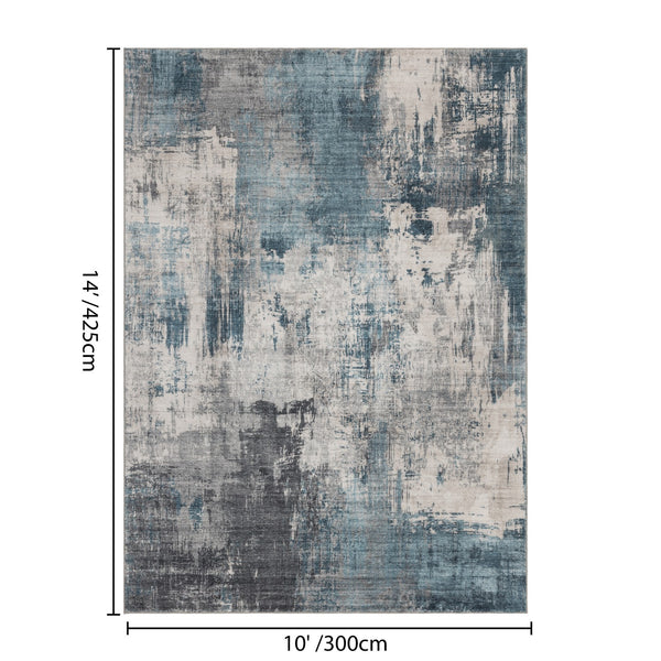 English Elm Crystal Abstract Low Pile Area Rug Modern Graphic Design for Living and Dining Spaces Blue B186P479413