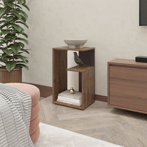 English Elm Fm Furniture Vega Modern Side Table With Open Storage, Dark Brown & Wengue Finish For Versatile Use B128P293873