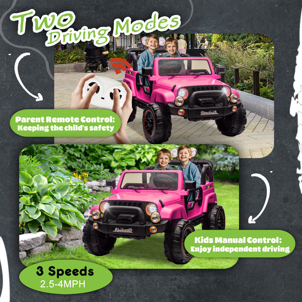 English Elm 24v Kids Electric Ride on Car with Parental Remote Rear Suspension and Bluetooth Audio Pink W1578P228744