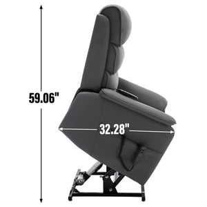 English Elm Dual Motor Power Lift Recliner with Massage Heat and 180 Degree Brown Lounge Chair Grey W1803S00062