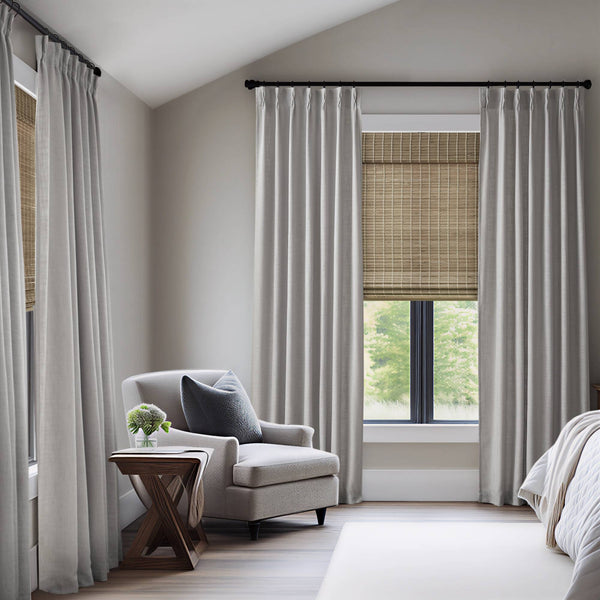 English Elm 2-piece Pinch Pleat Poly Linen Curtain Panels Tailored Formal Drape for Any Room Grey B035P482986