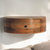 English Elm Solid Wood Large Wall Mounted Rounded Bedside