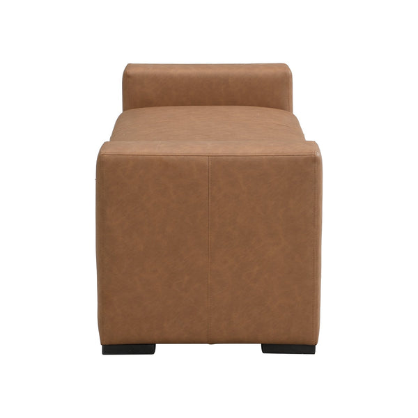 English Elm Stylish Faux Leather Bench Ottoman with Sculpted Arms for Bedroom or Living Room N769P426918D