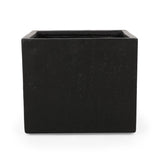 Christopher Knight Home® - Noble House - Ella Outdoor Modern Large Cast Stone Square Planter, Black