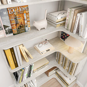 English Elm 90cm L-shaped Corner Bookcase Five Tier Mdf Open Shelving Unit for Home Office W2899P444152