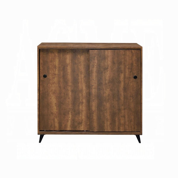 English Elm Oak Mid-Century Shoe Cabinet with 2 Sliding Doors, 3 Adjustable Shelves & Tapered Legs, 47"H B062P209190