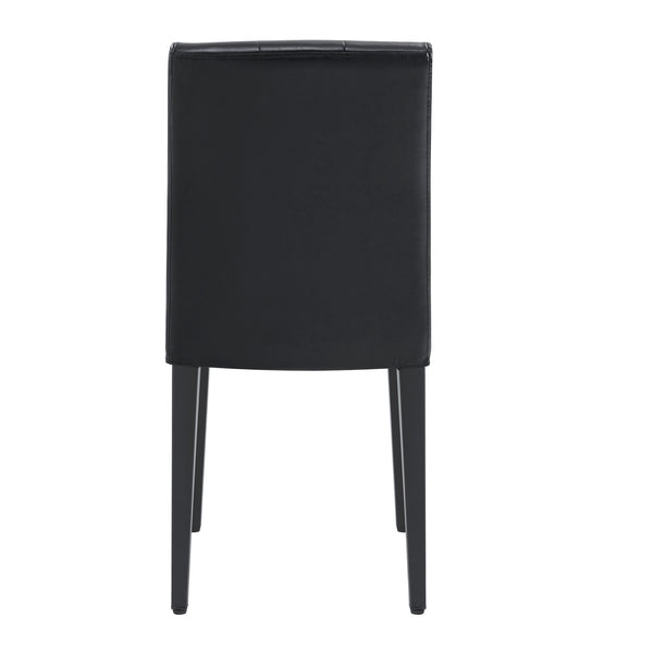 English Elm 4-pack PU dining chairs with ergonomic buckle backrest, gold metal legs, high-density sponge comfort Black W1151P295721