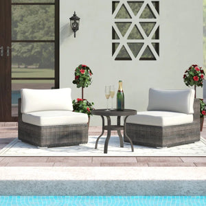 English Elm Minnesota Wicker Sectional Armless Seating Set - Grey, Stylish Outdoor Comfort For Patios & Decks B120P233838