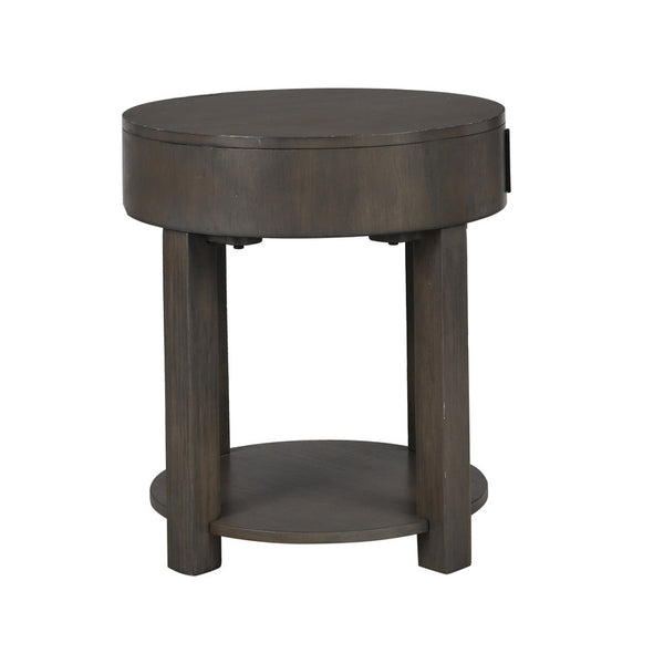 English Elm Jonata Round Two Tier Mdf End Table with Built in Usb Charging for Living Room B2749P413273
