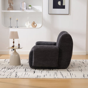 English Elm 42" Oversized Chenille Accent Chair Deep Foam Seat Lounge Armchair for Living Room Black W3118P453261