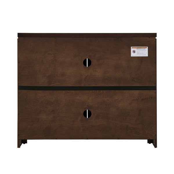 English Elm 39.4" Mid Century Modern Rattan Sideboard Buffet Cabinet with Pop-Up Doors, Charging Holes, Stylish Storage Walnut W1801P362142