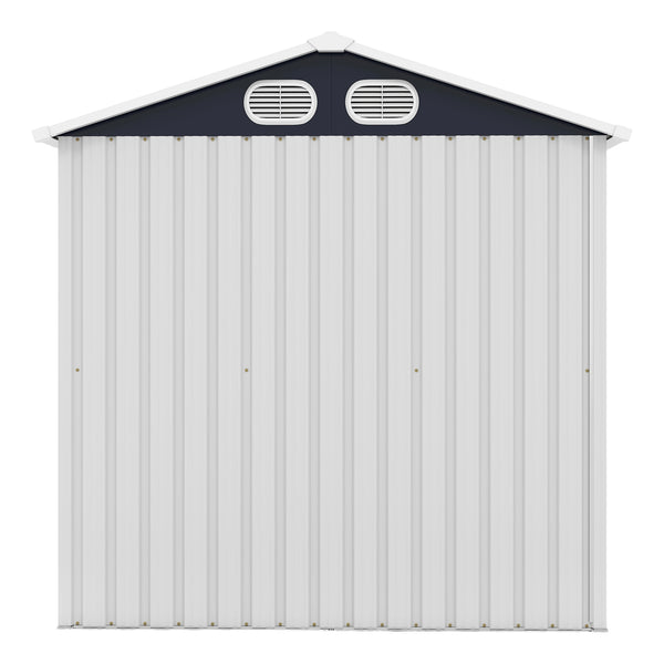 English Elm Campcraft 8x6 Outdoor Metal Storage Shed with Lockable Doors and Ventilation for Backyard White W1598S00045