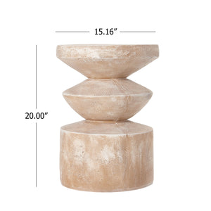 English Elm 15.16 Inch Handmade Mgo Tiered Round Side Table for Patio Balcony or Living Room N772P390766A