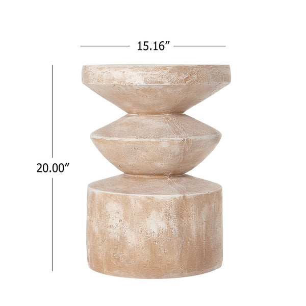 English Elm 15.16 Inch Handmade Mgo Tiered Round Side Table for Patio Balcony or Living Room N772P390766A