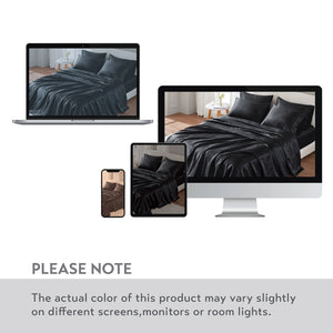 English Elm 4 Luxury Satin Twin Sheet Set - 100% Polyester, Soft Smooth 90g Finish, Deep Pocket Fit & Breathable Comfort Black 11.81 L x 9.84 W x 3.15 H B035P319692