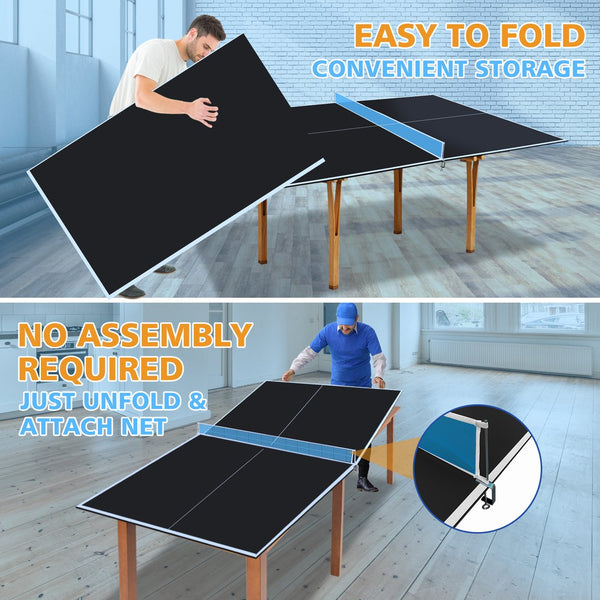 English Elm 8.5ft Regulation Ping Pong Conversion Top Foldable Mdf Surface for Game Rooms Black W1408P401726