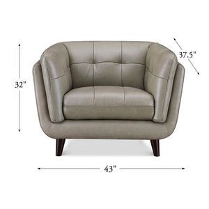 English Elm Solana Top-Grain Leather Chair in Gray — Pocket Coil Cushions, Memory Foam & Kiln-Dried Wood Frame B2705P338093