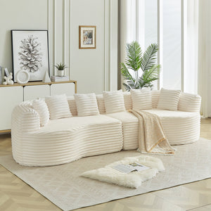 English Elm Curved Chenille Sectional Sofa Oversized Four Seat Cloud Foam Living Room Lounge W3505P355585