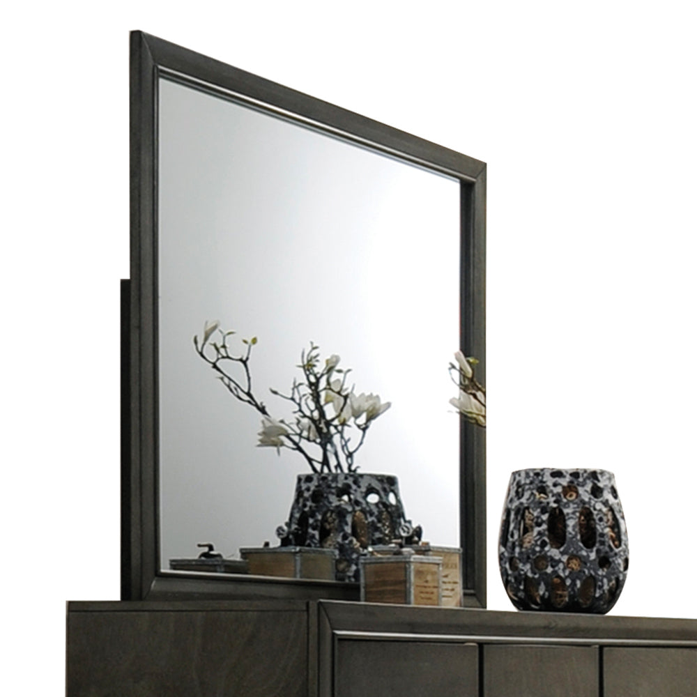 English Elm Carine Gray Finish II Mirror with Wooden Frame, 41x31 Inner, Modern Gray Elegance & Durable Style B2726P254730
