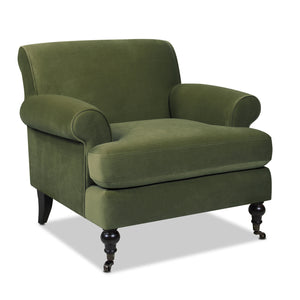 English Elm Jennifer Taylor Home - Alana 38" Lawson Accent Chair With Metal Casters - Olive Green Performance Velvet For Ultimate Comfort B2719P238306