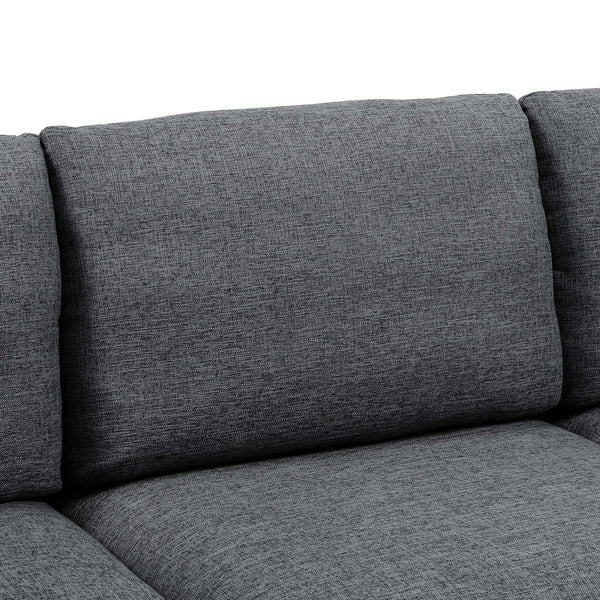 English Elm Linen Upholstered Modular Sectional Sofa with Tall Black Metal Legs for Open Living Dark Gray B2748S00113
