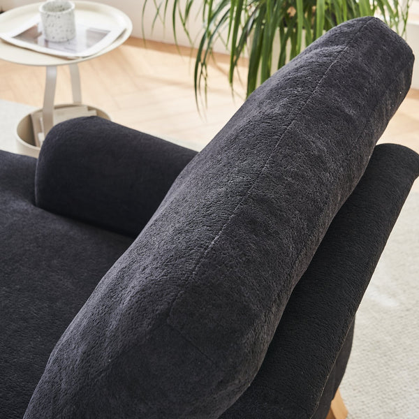 English Elm Modern Mid-Century Oversized Chaise Lounger Sofa Bed with Solid Wood Legs, Deep Seat Comfort Sleeper Black W2363S00068