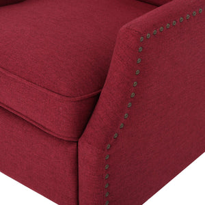 English Elm Christopher Knight Home® - Pushback Recliner Chair with Nailhead Trim and Wingback Design, Plush Fabric Comfort for Living Rooms Red 60760.00DRED