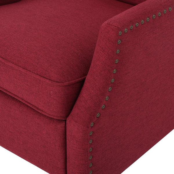 English Elm Christopher Knight Home® - Pushback Recliner Chair with Nailhead Trim and Wingback Design, Plush Fabric Comfort for Living Rooms Red 60760.00DRED