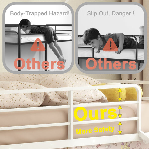 English Elm Jack Metal Junior Loft Bed With Slide & Curtain Set – Superhero Red & Blue Design For Fun Playtime! B083P354665