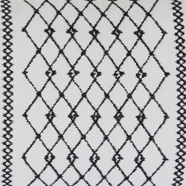 JLA Home INK+IVY - Embroidered Ivory Cotton Oblong Pillow with Geometric Chenille Fringe, Corner Tassels & Hidden Zipper II30-998