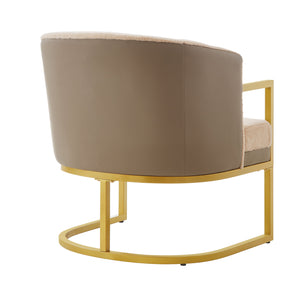 English Elm Modern Faux Fur Accent Chair Plush Upholstered Seat with Gold Iron Legs for Any Room Brown N763P360688D