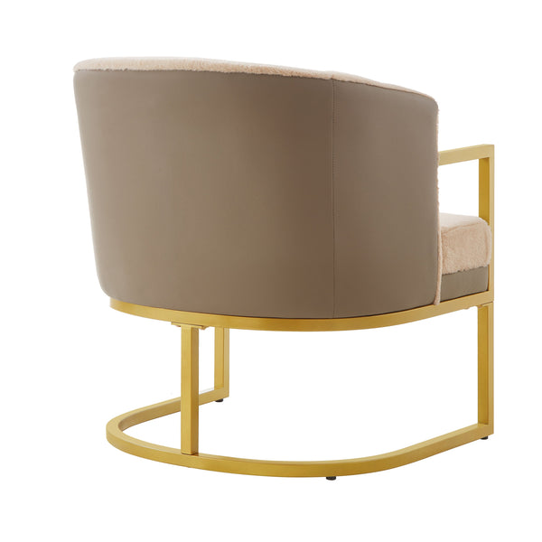 English Elm Modern Faux Fur Accent Chair Plush Upholstered Seat with Gold Iron Legs for Any Room Brown N763P360688D
