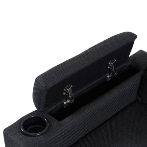 English Elm dark grey upgraded 3-seat combo sofa with storage ottoman, armrest pockets, USB ports, compact L-shape bench W2603P169692