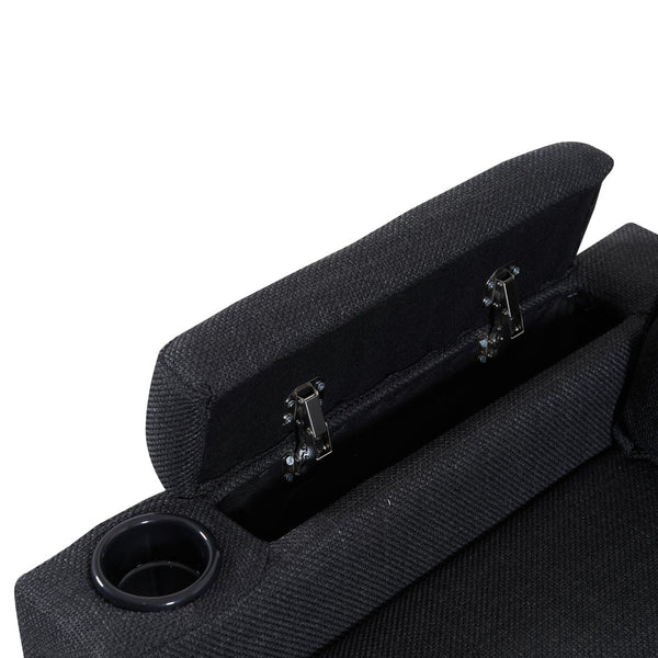 English Elm dark grey upgraded 3-seat combo sofa with storage ottoman, armrest pockets, USB ports, compact L-shape bench W2603P169692