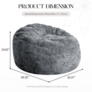 English Elm Ultra-comfort Oversized Bean Bag Floor Chair with Foam Bead Fill for Gaming Reading Lounge Grey W3737P459108