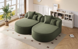English Elm Swivel Barrel Accent Chair Chenille Tufted Round Club Seat for Living Room Lounge Green N719S002370F