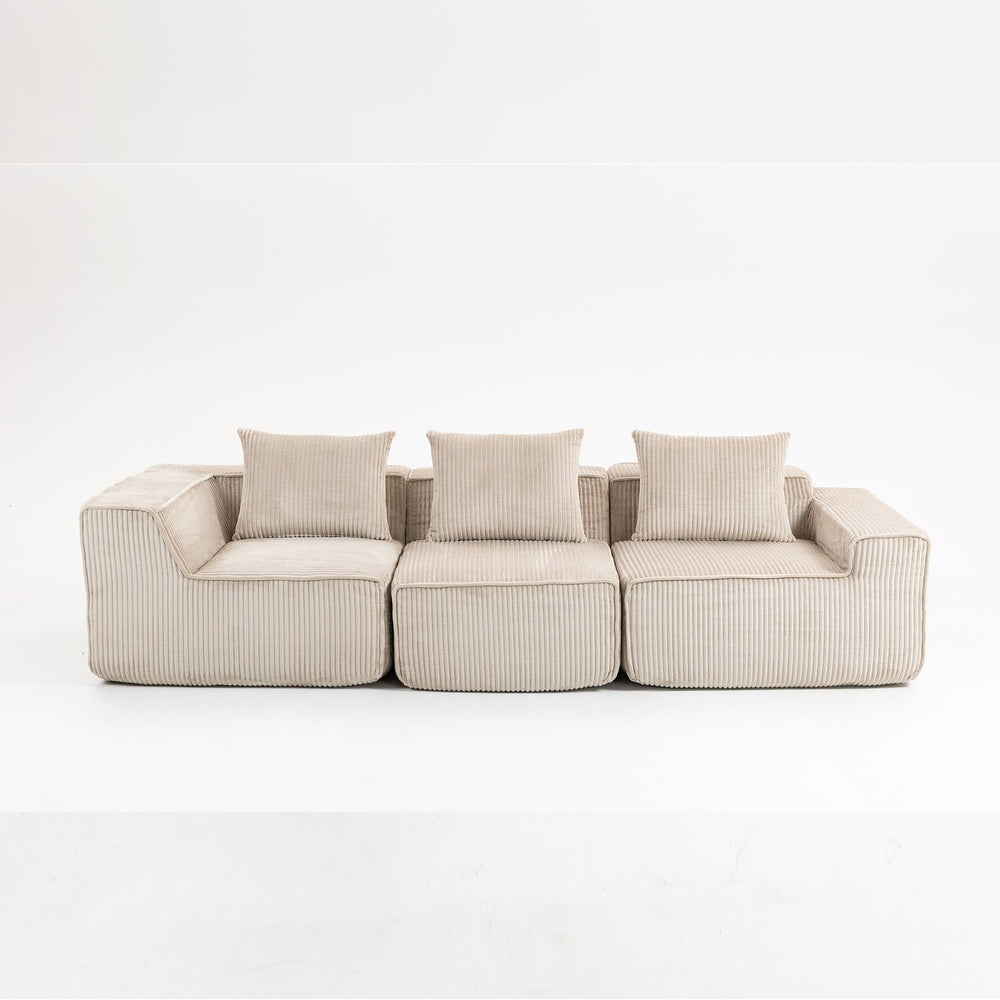 English Elm Modular Corduroy Sectional with Deep Foam Seating Low Profile Living Room Couch W3326S00016