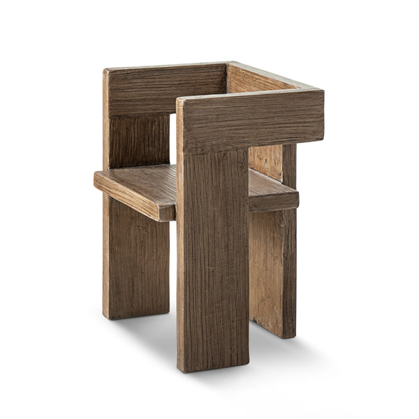 English Elm Avenel Reclaimed Elm Sculptural Accent Chair Wabi-sabi Solid Wood Architectural Statement Brown B2719P474444